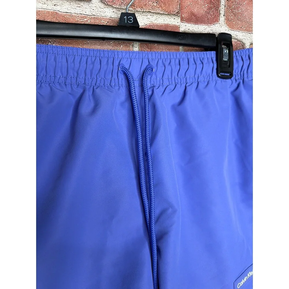 Calvin Klein Mens Swim Trunks Blue‎ Medium Drawstring Mesh Lined Board Shorts